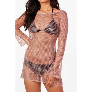 Boohoo Brooke Metallic Knit Mini Beach Dress
